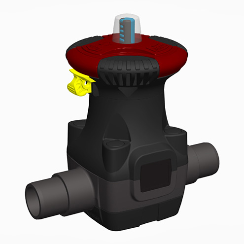 Вентиль мембранный, ПВХ, EPDM, D 50 мм, PN 10, неразборное втулочное окончание