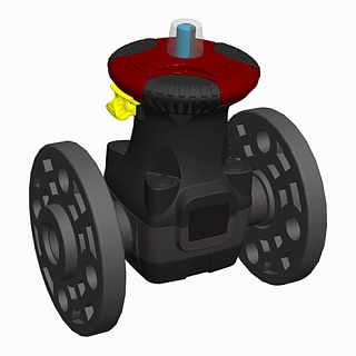 Вентиль мембранный, ПВХ, EPDM, D 63 мм, PN 10, фланцевые окончания